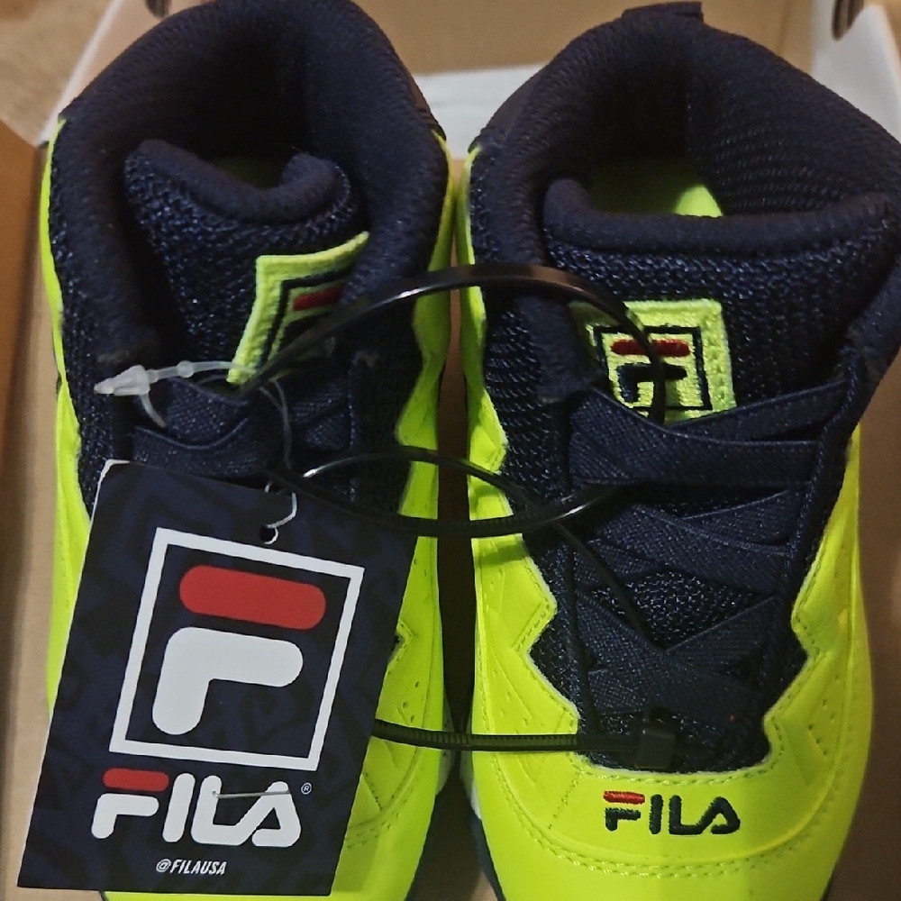Fila Kids Neon Yellow and Dark Blue Sneakers